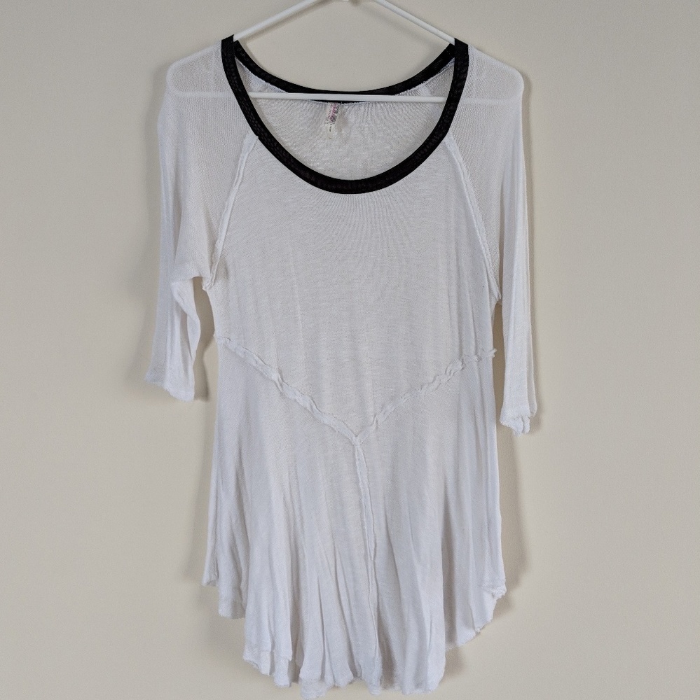 4/$20 FREE PEOPLE white baseball tee shirt sz M NWOT